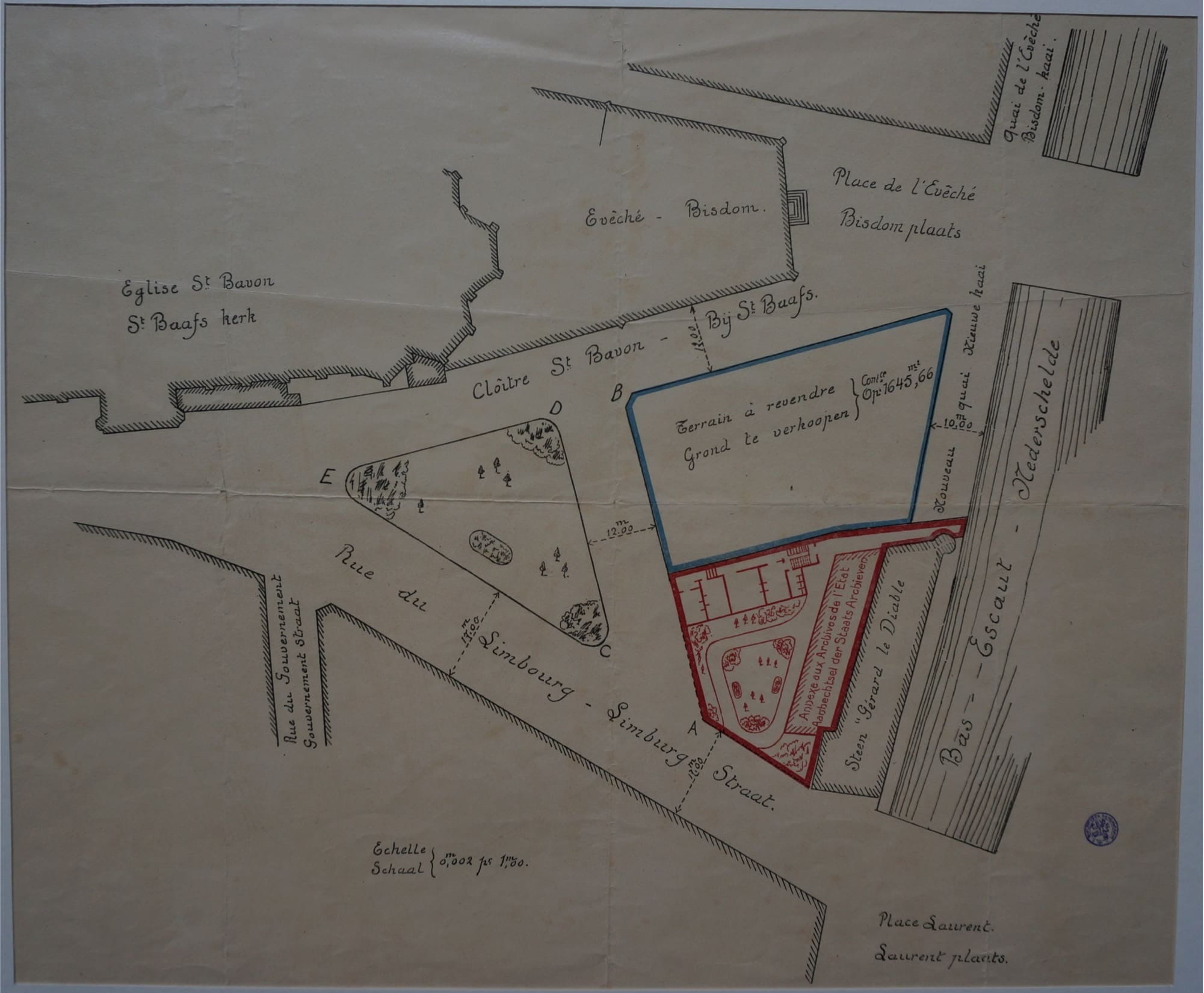 1885-1900 opdelen perceel voor staatsarchief